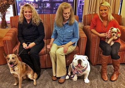 The three finalists: Linda Wright & Ruger, Gabe and I, and Leslie Jenkins with Hallie hanging out in the GMA Green Room